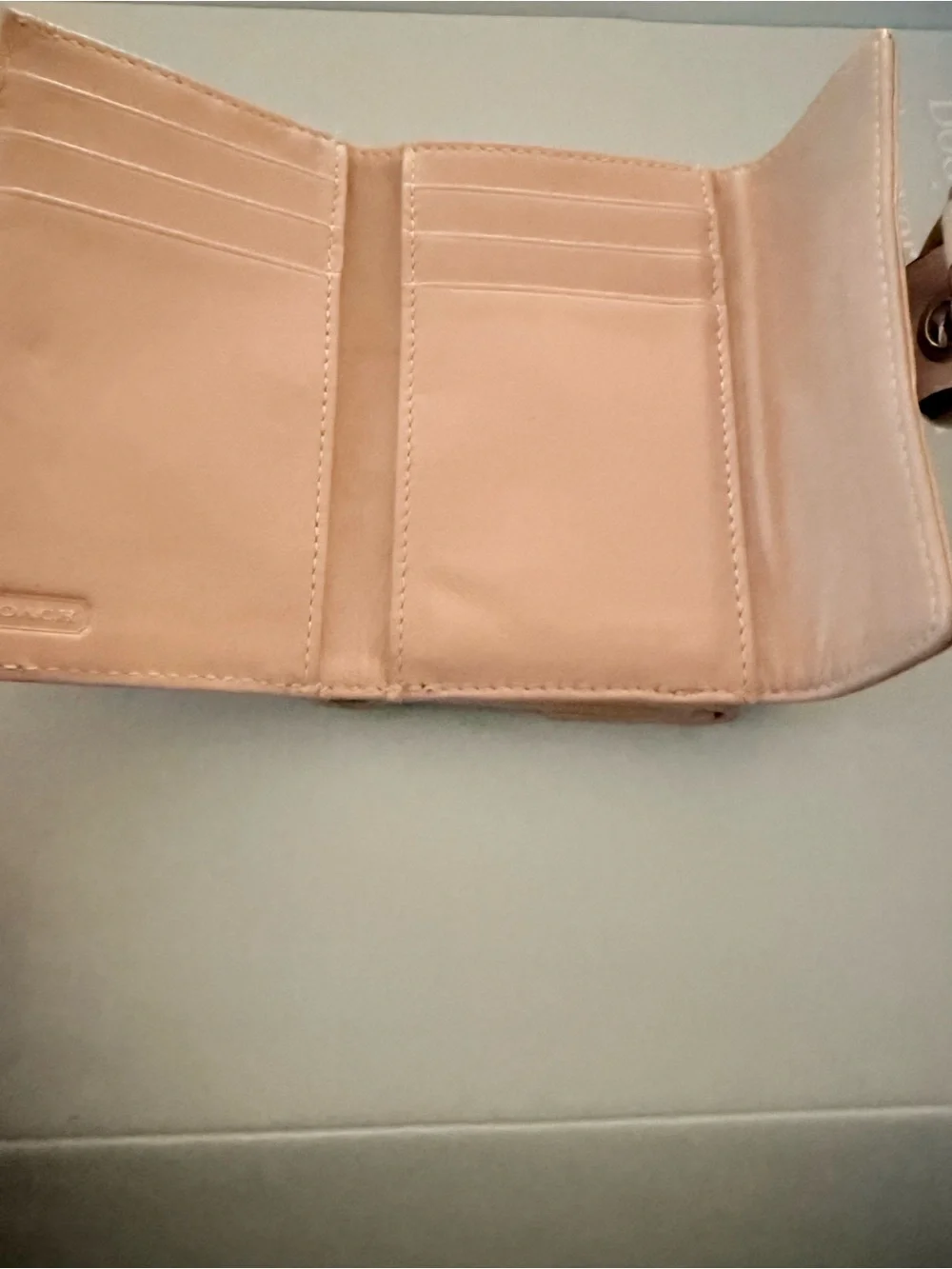 Coach Beige Leather Buckle Compact Wallet